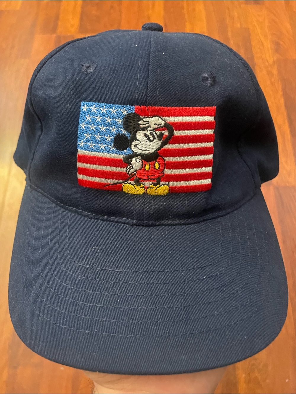 Vintage Baseball Cap with American Flag Mickey Embroidery KC CAPS